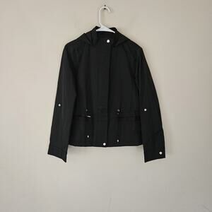 Lauren Ralph Lauren Black label Trench Coat Short Raincoat Hood Women Small